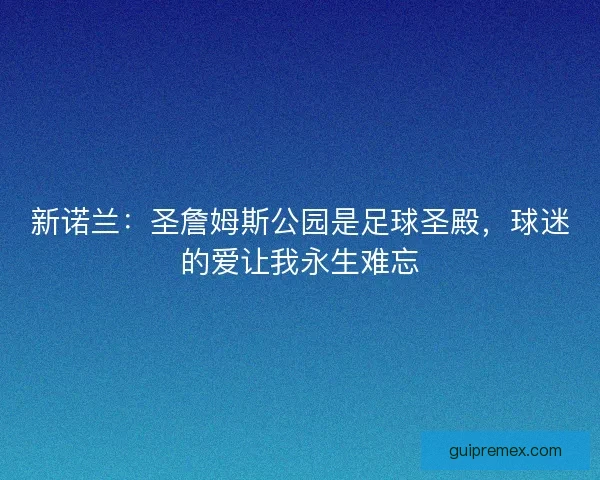新诺兰：圣詹姆斯公园是足球圣殿，球迷的爱让我永生难忘